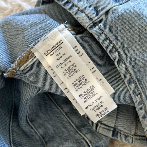 Good American Seamed Long Sleeve Denim Shirt Dress Size 1 - Picture 8 of 8